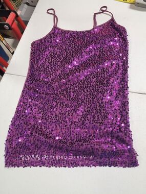 Weavers Purple Sequin Spaghetti Strap Top
